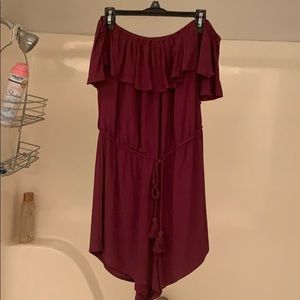 Maroon strapless romper